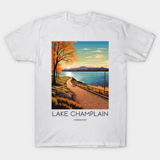 A Pop Art Travel Print of Lake Champlain - Vermont - US T-Shirt